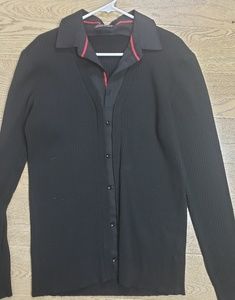 Mens sweater with collar layered